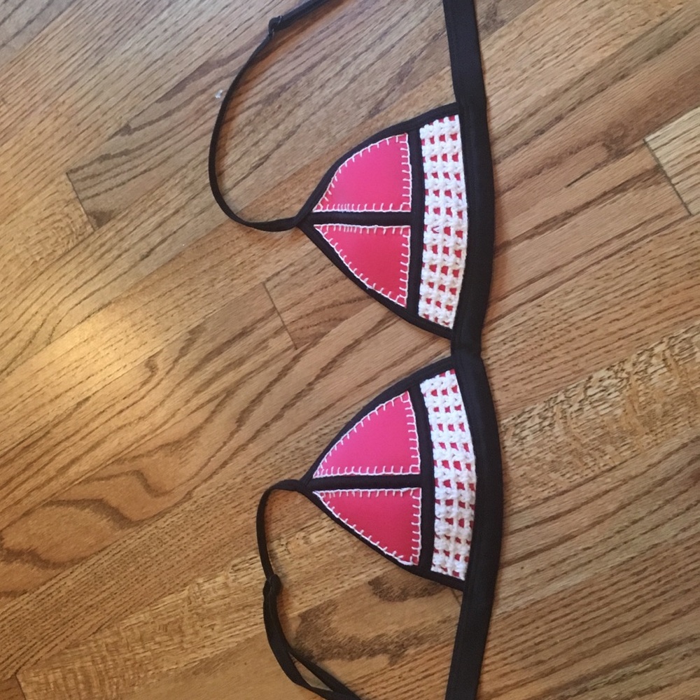 Dark Pink Triangle Crochet Bikini Top